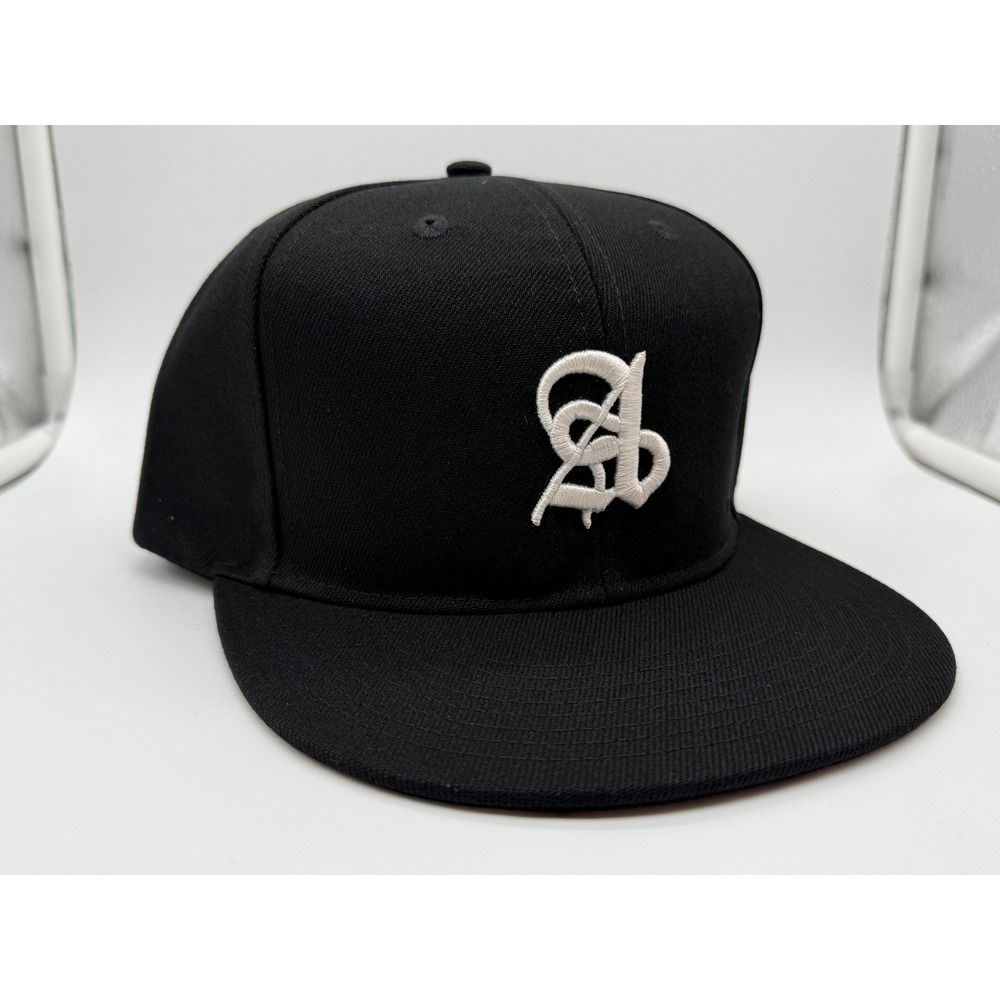 Ananke A0099 Baseball Cap Black Embroidered Snapback Hat Flat Brim One Size New